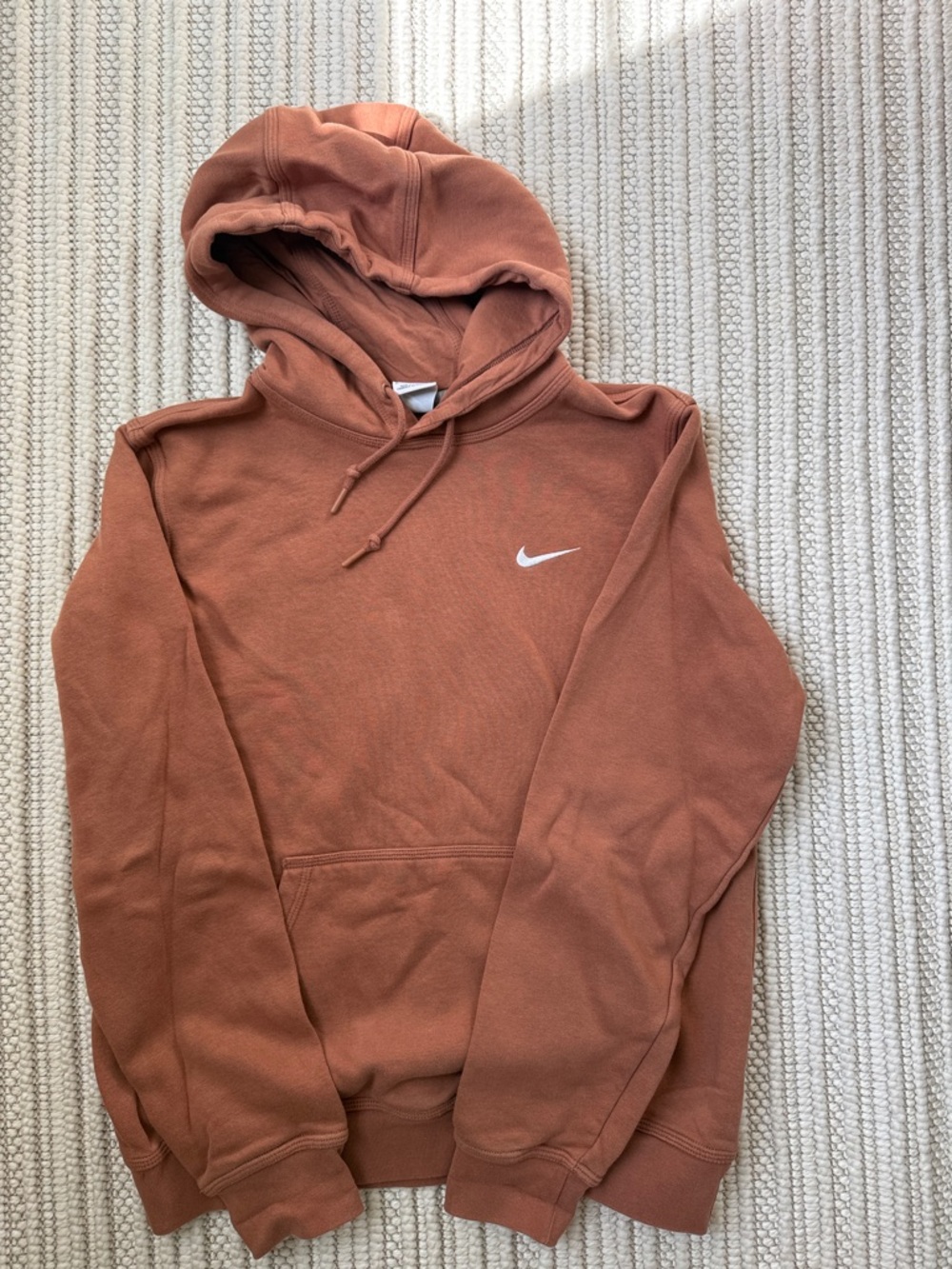 Nike Woman’s Rust Orange Pullover Hoodie with White Swoosh